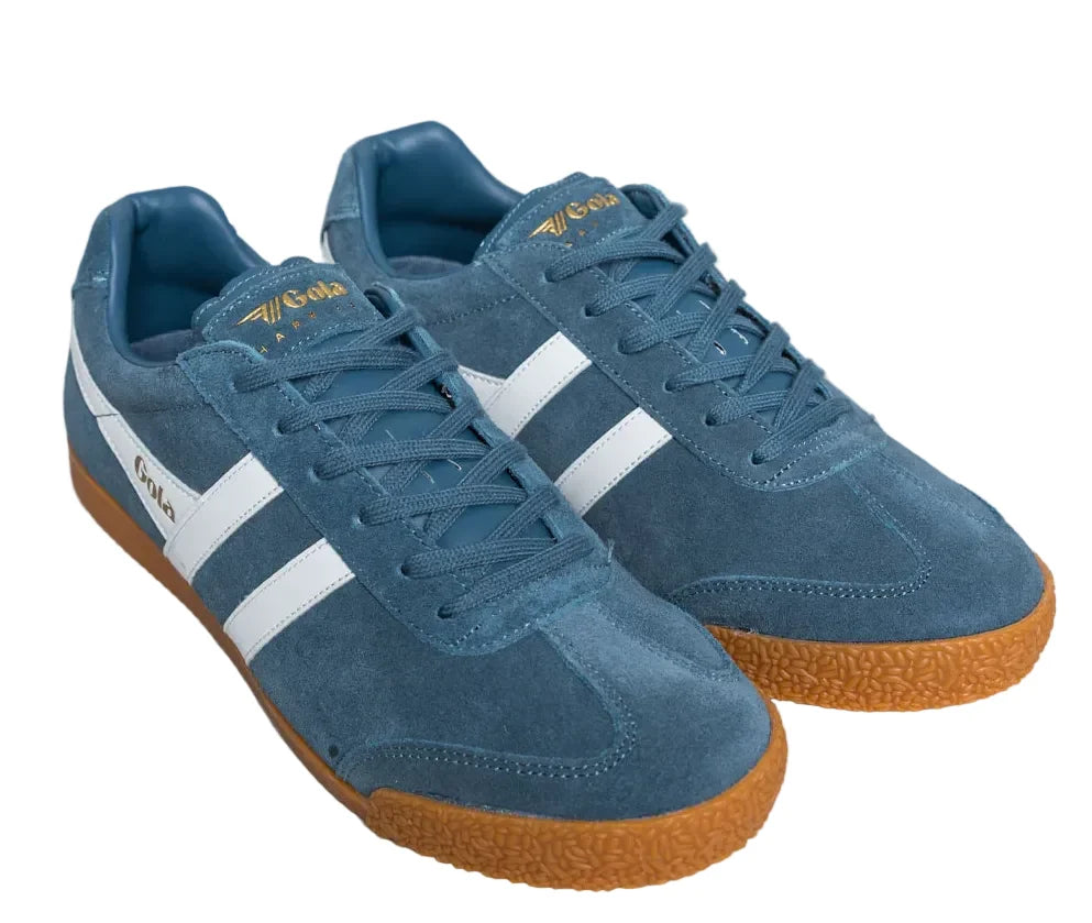 Gola Harrier Suede Trainers Baltic / White