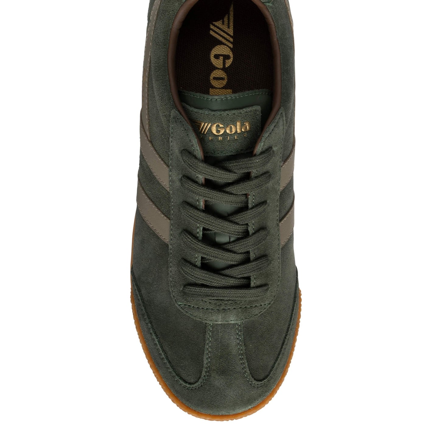 Gola Harrier Suede Trainers Dark Khaki / Rhino / Otter