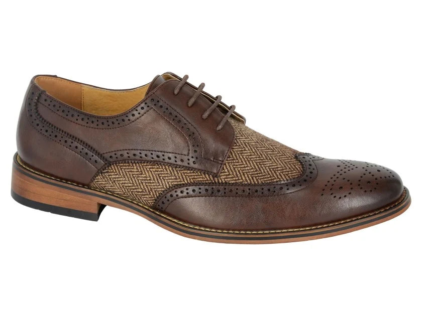 Goor Gibson Lace Tweed Shoe - M410DB - Dark Brown