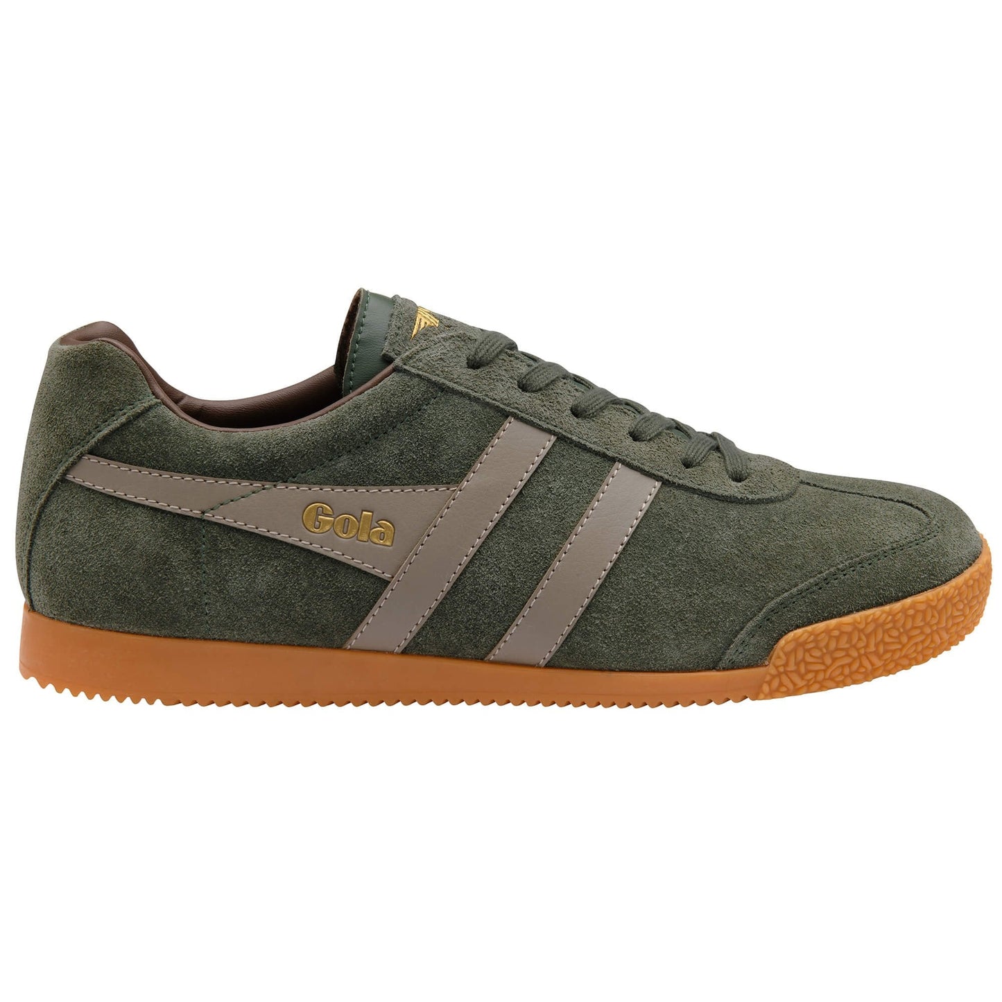 Gola Harrier Suede Trainers Dark Khaki / Rhino / Otter
