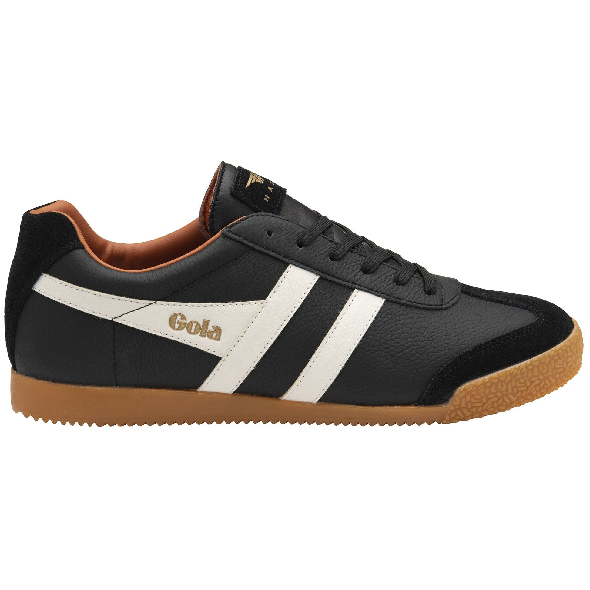 Gola Harrier Leather Trainer Black/White/Moody Orange