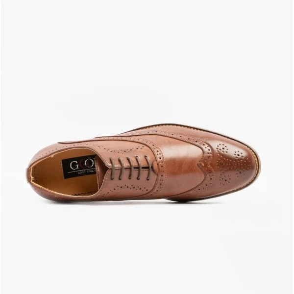 Goor MASON Mens Brogue Oxford Shoes - M9556B - Brown