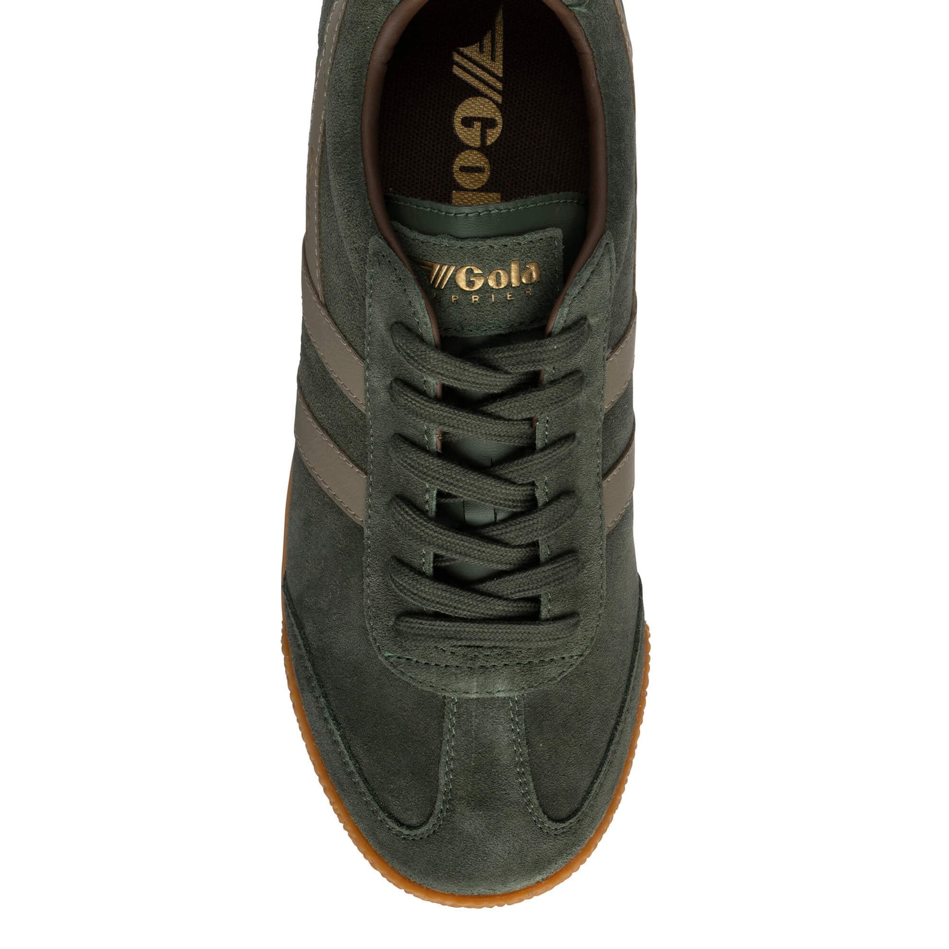 Gola Harrier Suede Trainers Dark Khaki / Rhino / Otter