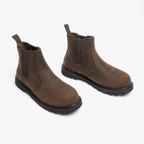 Grafters Crazy Horse Leather Chelsea Safety Boots - M539B  - Brown