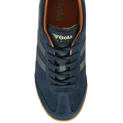 Gola Harrier Suede Trainers - Navy / Ash / Moody Orange