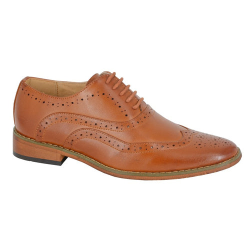GOOR Lace Up Brogue Style Formal Shoe Brown
