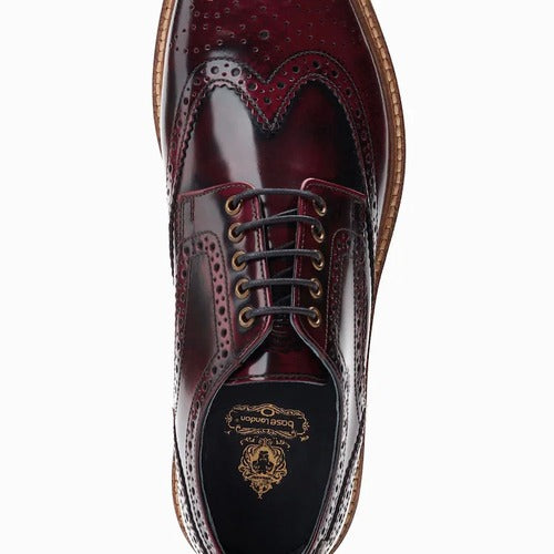 Base of London Woburn Leather Brogue Hi Shine Burgandy