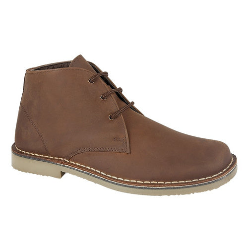 Roamers 3 Eyelet Dessert Boot - Leather Wide Fit - M378GB