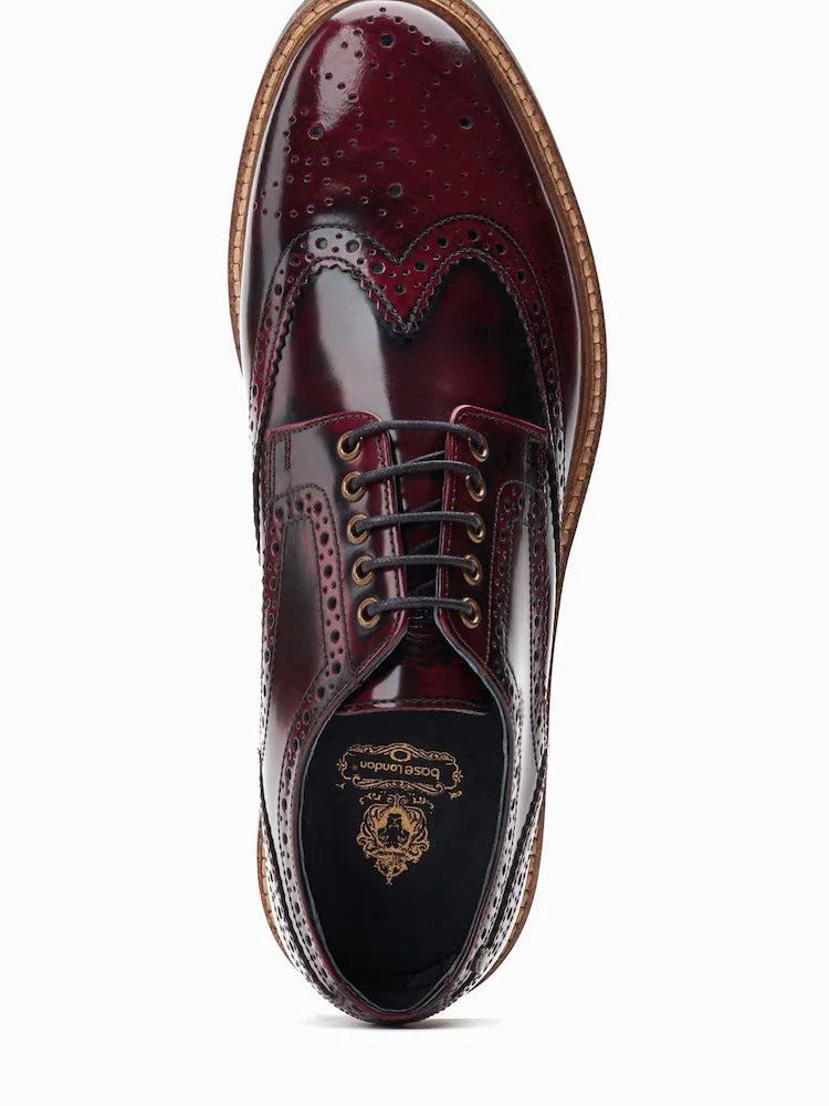 Base of London Woburn Burgandy HI Shine Leather Brogue – Big Shoes