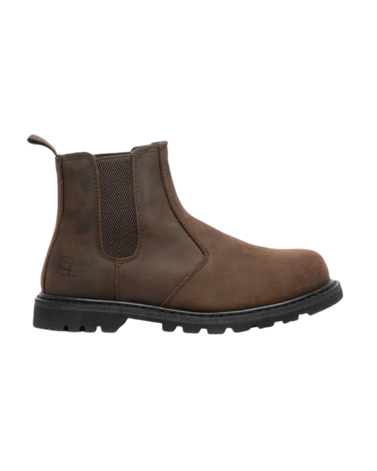 Grafters Crazy Horse Leather Chelsea Safety Boots - M539B  - Brown