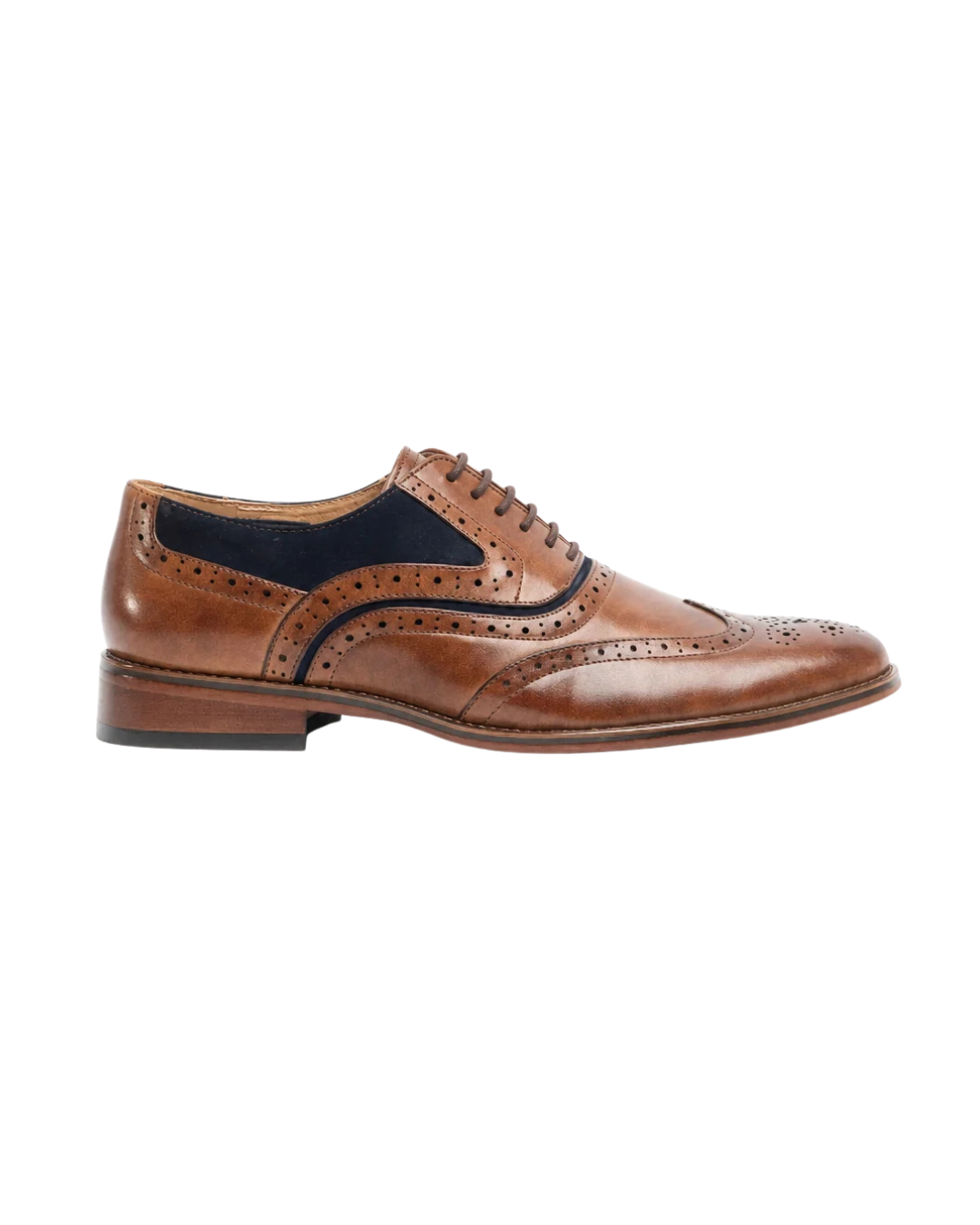 Goor GRANT Mens Brogue Oxford Shoes  - M499B - Dark Tan/Navy
