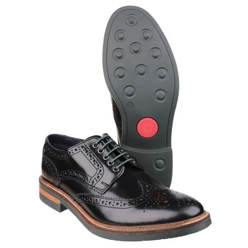 Base of London Black Hi Shine Leather Brogue