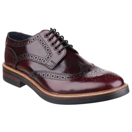 Base of London Woburn Leather Brogue Hi Shine Burgandy