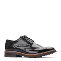 Base of London Black Hi Shine Leather Brogue