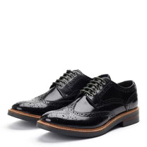 Base of London Black Hi Shine Leather Brogue