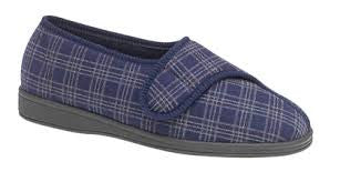 Comfylux Georgie Extra Wide Slipper nAVY CHECK